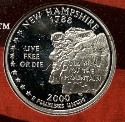 2000-S New Hampshire Silver Proof State Quarter 90% Silver From Proof Set - Image 1 of 2