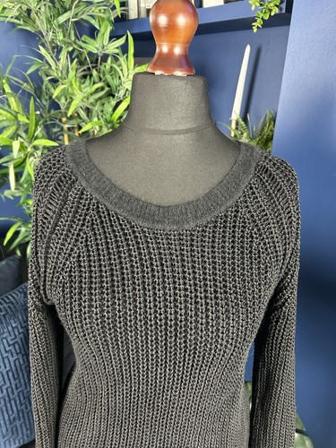 Acne Studios maglione tunica lunga pescatore 100% lino nero donna piccolo