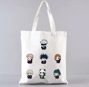 Jujutsu Kaisen Anime Tote Bag Kawaii Cute Cool Harajuku White Canvas Bag - Picture 1 of 2