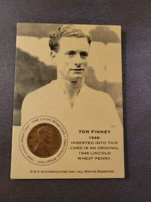 Подлинная чернильная карточка Тома Финни 1946 пшеничный пенни футболист Великобритании - Изображение 1 из 2