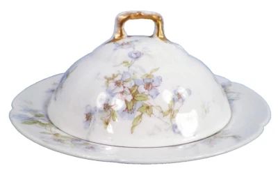 Plato de mantequilla Theodore Haviland 3 piezas Schleiger 162 flores azules blancas antiguo raro Foto 1 de 4