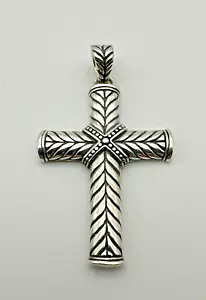 *ATI 925 ID Sterling Silver Chevron Religious Cross Pendant* - Picture 1 of 15