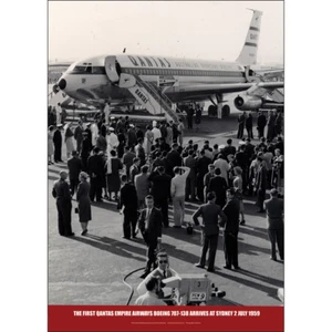 Qantas Boeing 707-138 First Arrival Art Print - Sydney Jul 1959 - Multi sizes BD - Picture 1 of 4