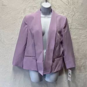 Black Label Evan-Picone Blazer Jacket Womens 10 Purple Open Front Career Event - Picture 1 of 12