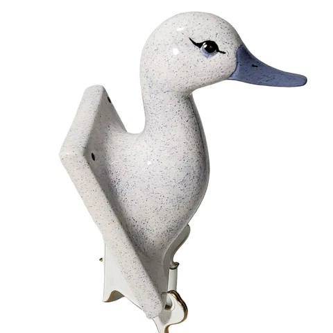 Duck Goose Wall Hanger Holder CertamicWhite Blue Head Towel Apron Farm Kitchen Cover