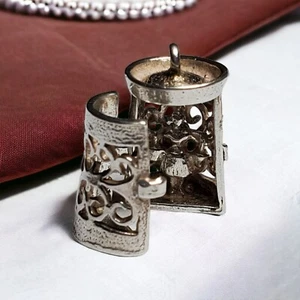 Vtg Mid Century Silver Charm Prayer Box Opens to Woman Inside Sterling England - Picture 1 of 10