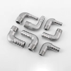 Thread 90° Elbow Hose Barb Stainless Steel Fitting Size 1/4"- 1"1/4 * 8mm - 40mm - Picture 1 of 10