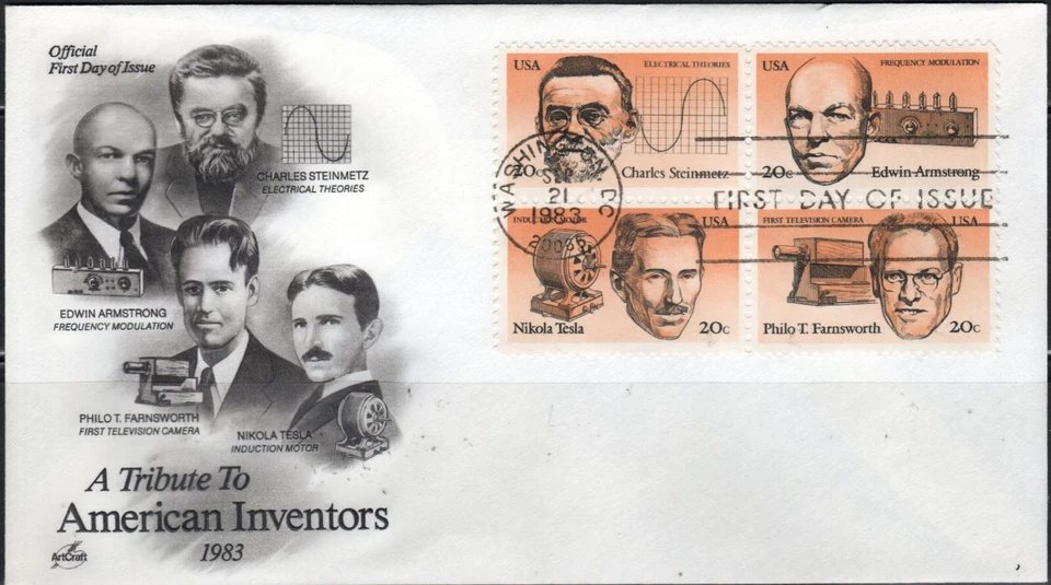 US Scott #2058a "American Inventors" Block of 4 FDC - Image 1 of 1