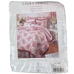 Vintage Laura Ashley Home Window Valance Colette Blouson Burgundy Floral 86”x15” - Picture 1 of 6