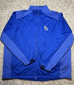Kansas Jayhawks Full Zip Blue Jacket Mens 3XL Antigua - Picture 1 of 16