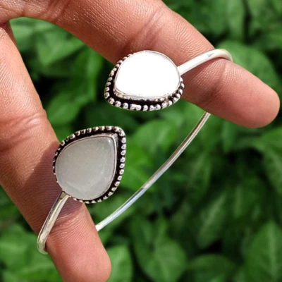 Brazalete blanco Mona Lisha piedras preciosas corte pera enchapado en plata 925 joyas para mujer Foto 1 de 4