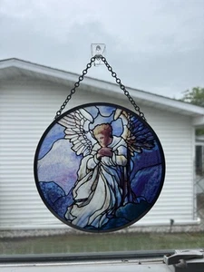 Decorative Angelic Sun Catcher PaneI Metal Frame Chain 6 1/4 Inches. - Picture 1 of 8