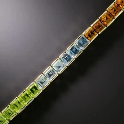 Conjunto de brazalete de canal multicolor creado por Princess Lab de 16 quilates enchapado en oro amarillo de 14 quilates Foto 1 de 4