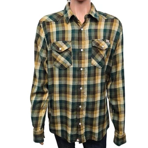 Vans x Cathy Van Engel Flannel Shirt Pearl Snap Sz XL Western Skater Green Plaid - Picture 1 of 11
