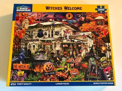 White Mountain Puzzle WITCHES WELCOME  Halloween Puzzle Lori Schory NEW/SEALED! - Image 1 of 4
