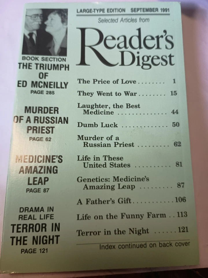 Reader's Digest Magazine Large Type Edition September  1991 K6 - Image 1 of 1