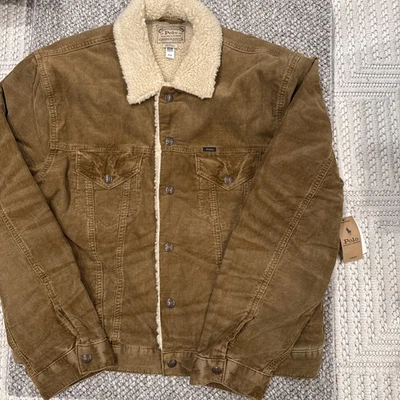 Chaqueta de Camionero Polo Ralph Lauren Para Hombre Sherpa Forrada Pana CAQUI NUEVA CON ETIQUETAS S/M/L Foto 1 de 4