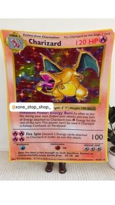 Pokemon Base Set  Holo Charizard PSA 10 Blanket 50x60 - Image 1 of 3