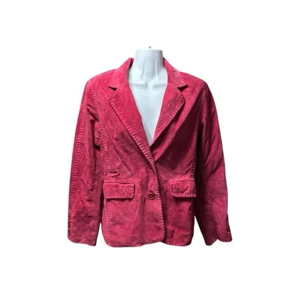 New Frontier Women’s Medium Petite Jacket Pink Suede Leather Long Sleeve Blazer - Image 1 of 4