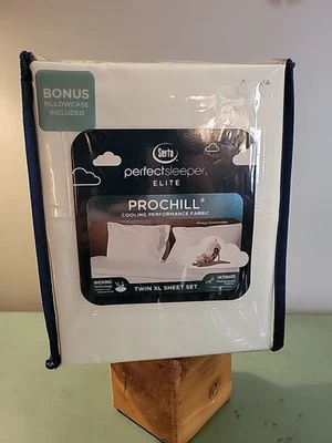 4 Pc Twin XL Serta Perfect Sleeper Elite Prochill Cooling Fabric Sheet Set White - Image 1 of 4