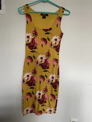 Vestido floral amarillo para mujer Joe & Elle talla pequeña suave elástico Foto 1 de 4