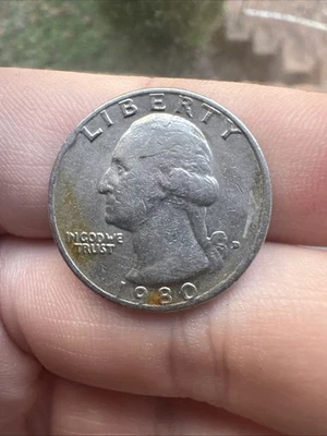 1980 D FILLED MINT MARK ERROR WASHINGTON QUARTER DOLLAR COIN RARE! - Image 1 of 2