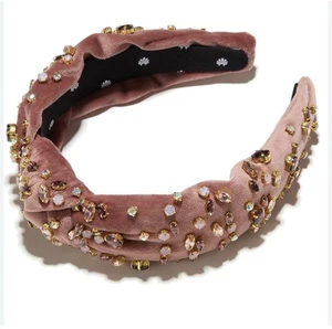 Lele Sadoughi Samt Dusty Pink Kristall Stirnband - Neu ohne Etikett - Bild 1 von 10