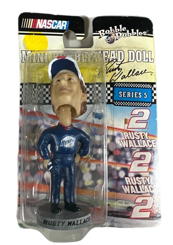 Vintage NASCAR #2 Rusty Wallace Bobble Dobbles 4" Mini Bobblehead Doll 2003 NIP Cover
