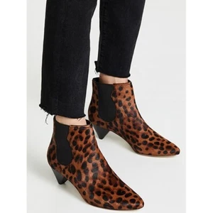 JOIE Barleena Leopard Print Chelsea Calf Hair Ankle Boots - Sz. 37.5 - NEW $369 - Picture 1 of 7