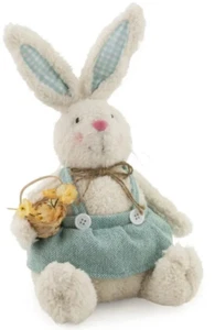 Easter Bunny Rabbit Holding Spring Flower Basket Decor Decorative Accent - Picture 1 of 1
