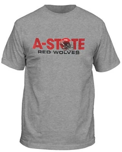 Arkansas State Red Wolves Grey  Helmet Short Sleeve Tee REG. $20.00 SALE $9.99 - Picture 1 of 5