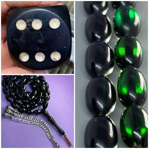 Unique Antique Faturan Green amber bakelite islamic prayer 67 beads 30Grams R3 - Picture 1 of 14
