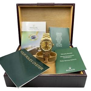 Rolex Day-Date 18038 Yellow Gold Diamond Champagne Dial Single Quickset Watch