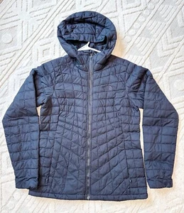 WOMEN'S THE NORTH FACE PUFFER JACKET Coat HOOD BLACK SMALL Full Zip Thermoball - Picture 1 of 13