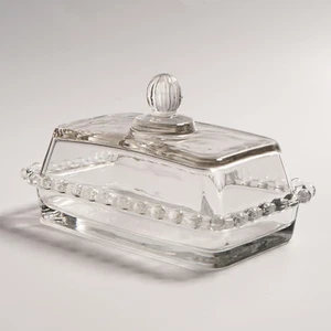 Butterdose aus Glas mit Deckel für Arbeitsplatte, klares Kristallglas bedeckt Butter - Bild 1 von 12