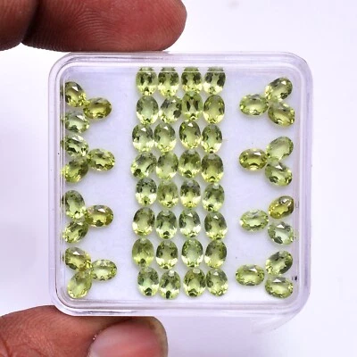 VVS 56 Stück Natürlich Peridot 4mm 3mm Oval Facettiert Schliff Lose Unbehandelt - Bild 1 von 3