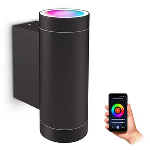 ESMA Up Down Wandleuchte Aussen schwarz mit 2x Smart RGB GU10 LED dim WLAN 5W - Bild 1 von 9