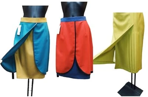 Gonna Inverno Pura Lana Bicolore Hipster o Giallo Tinta Unita 42 a 46 Anni '80 - Picture 1 of 50