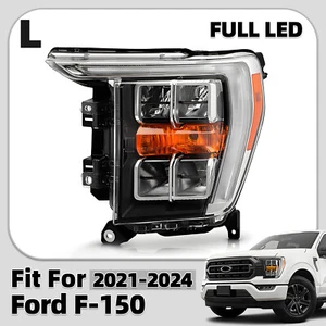 For 2021-2023 Ford F-150 Full LED Headlight Chrome Bezel W/o AFS Left Driver - Picture 1 of 7