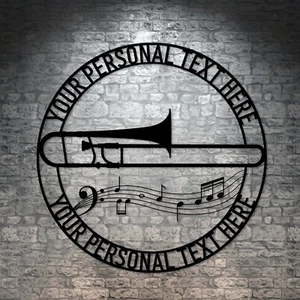 Letrero de metal personalizado con nombre de trombón regalo artístico. Regalo personalizado para músico de jazz - Imagen 1 de 5