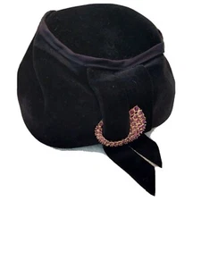vintage womens velvet black hat - Picture 1 of 6