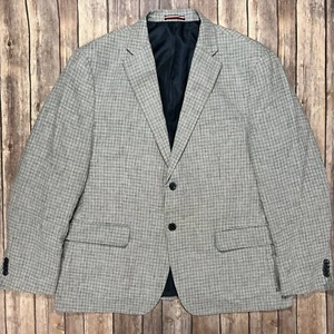 Tommy Hilfiger 100% Linen Sport Coat Blazer 44S Mens Grey Blue Suit Jacket - Picture 1 of 10