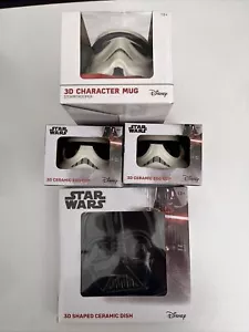 NEW Star Wars 3D Storm Trooper Mug, 2x Egg Cup & Darth Vader Ceramic Dish - Picture 1 of 10