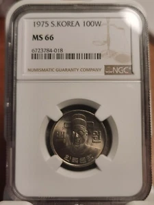 South Korea 100 Won 1975 NGC MS66 coin UNC - Picture 1 of 10
