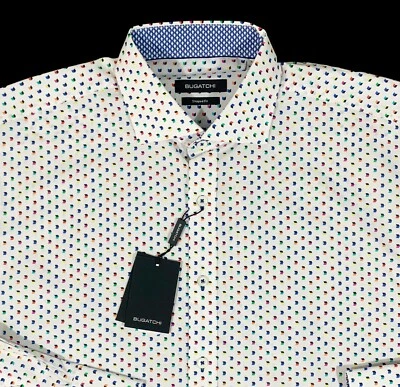 Men's BUGATCHI Candy Colors Cube Shirt L Large NWT NEW Shaped Fit $149+ NiCe! - Image 1 of 4