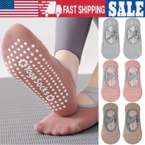 1Pair Yoga Socks Non-Slip Grips Anti-Skid for Pilates Barre Dance Cushioned Sock - Picture 1 of 13