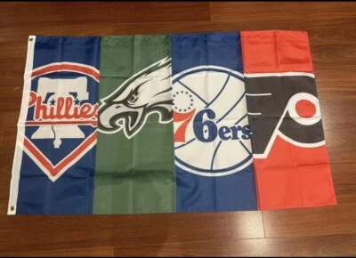 NEW Philadelphia Sports Flag ~ Large 3'X5' ~ Phillies 76ers Eagles Flyers Flag
