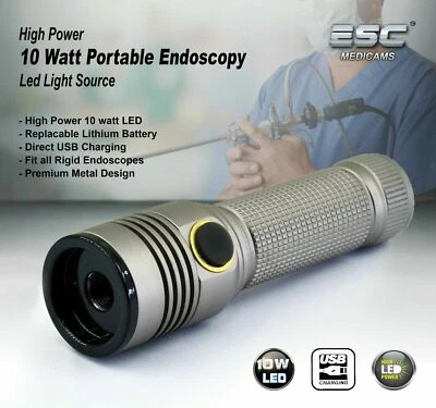 ESC MEDICAM Portable Cold LED Light Source ENT Endoscopy Medical 10W Rigid Endoscope Camera