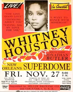 Póster de concierto Whitney Houston 27/11/1987 New Orleans Superdome 8"x10" reimpresión - Imagen 1 de 1