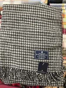 100% Recycled Wool Blanket The House Balmoral Scotland Houndstooth Black & White - Picture 1 of 4